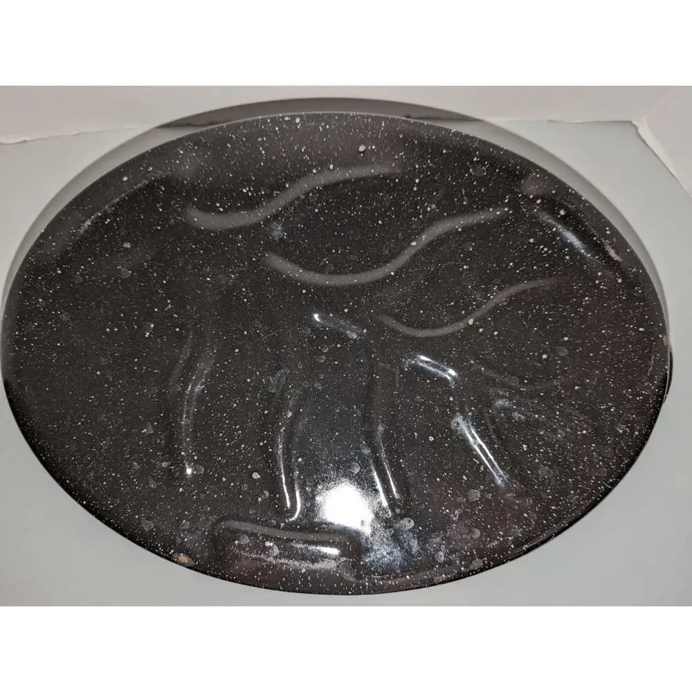 Large Black Speckled Enamel Roasting Pan 16.25